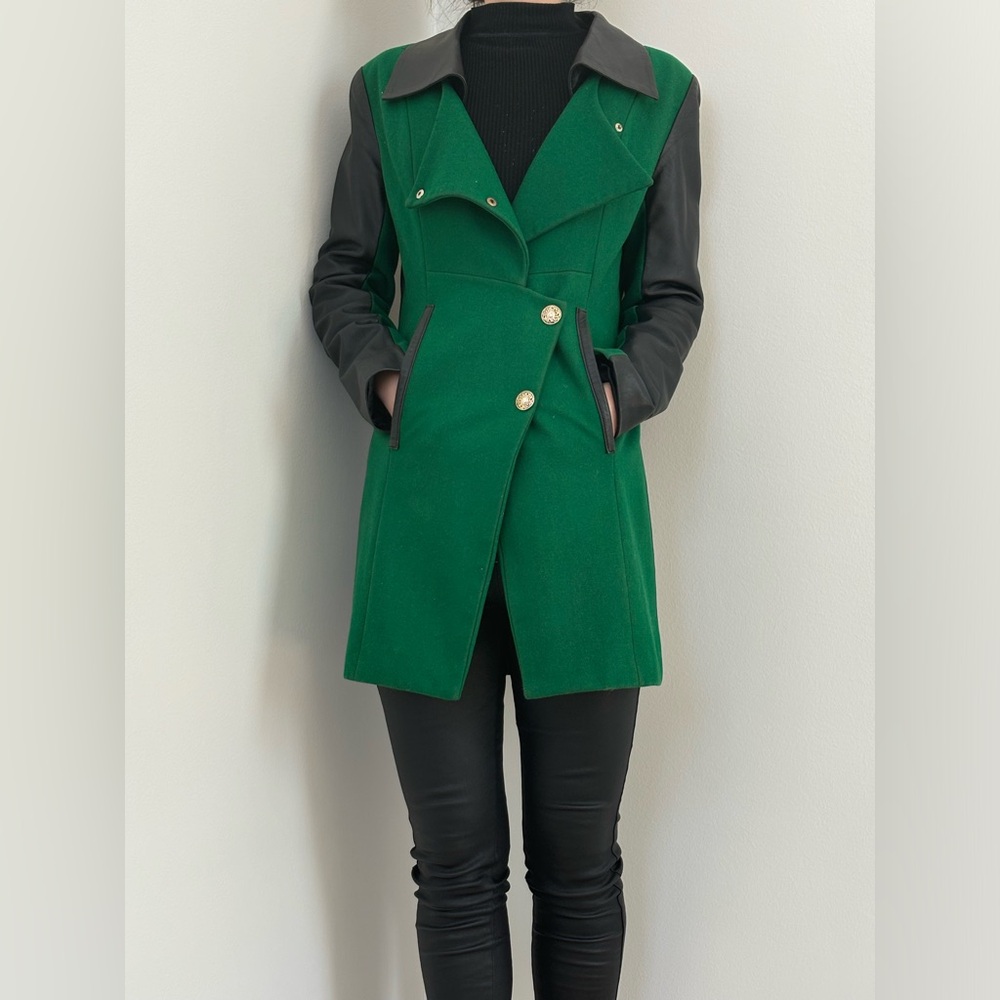 Vintage wool and leather coat